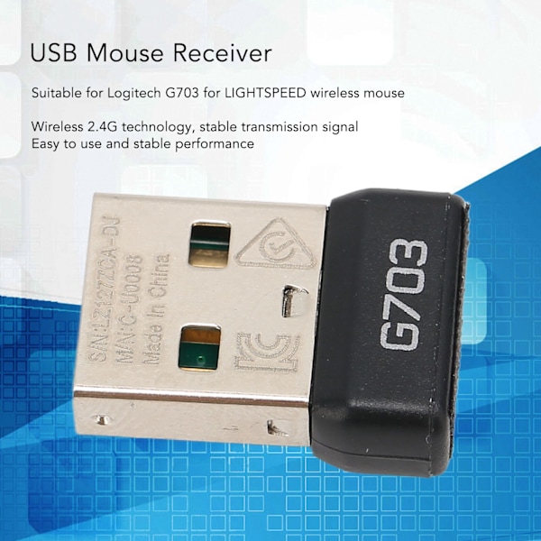 USB-musmodtager til Logitech G703 til LIGHTSPEED trådløs mus trådløs 2,4G teknologi bærbar musadapter