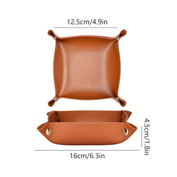 Makeup Organizer Vanity Bakke Læder Smykkebakke Dekorativt Toiletbord Organizer Pæn Farve Bakke Brun