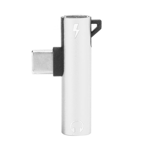 2 kpl 2-in-1 TypeC - 3,5 mm:n ääniaukon kaapelilaturi, kuulokemikrofonin jakosovitin (hopea)
