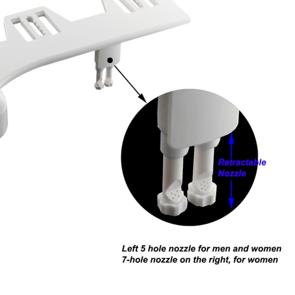 Bidet-tilbehør Selvrensende Dobbel dyse Justerbart vanntrykk Kaldtvanns toalettbidet for feminin vask 1/2