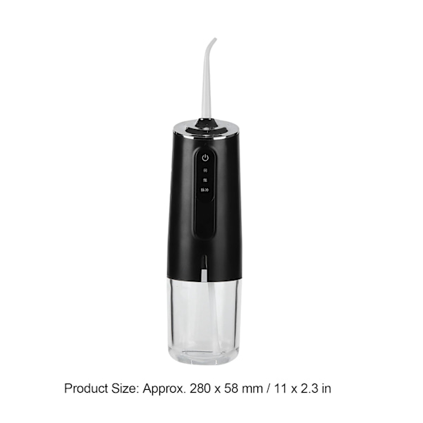240 ml bärbar munsköljare 3-läges USB-laddningsbar vattentråd Vattentät tandborste med 1 munstycke Svart