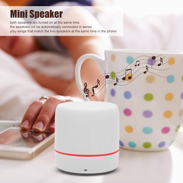 Bluetooth 5.0 Mini-kaiutin, kirkas stereo, rikas basso, kannettava langaton kaiutin ulkokäyttöön, valkoinen