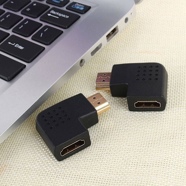 90° Vinklet HDMI Han til Hun Kobling Adapter Forlænger Stik til HDTV