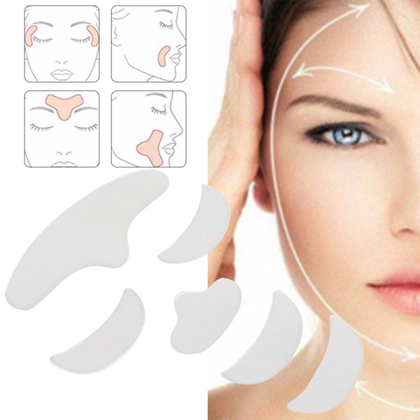 6 st Anti Wrinkle Silikon Patch Pad Hudlyft Återanvändbar Pannöga Haka Ansiktsplåster