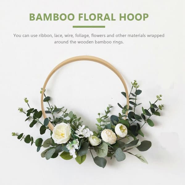 Träringar, Bambu Blomsterbågar Kransringar Makramé Ringar Kompatibla med DIY Bröllop Julkrans, Drömfångare Hantverk