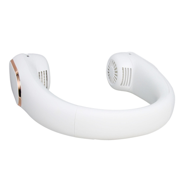 Halsfläkt 4 Hastigheter Tyst Bladlös USB Uppladdningsbar 2400mAh Batteri LED Digital Display Portabel Hands Free Fläkt Vit