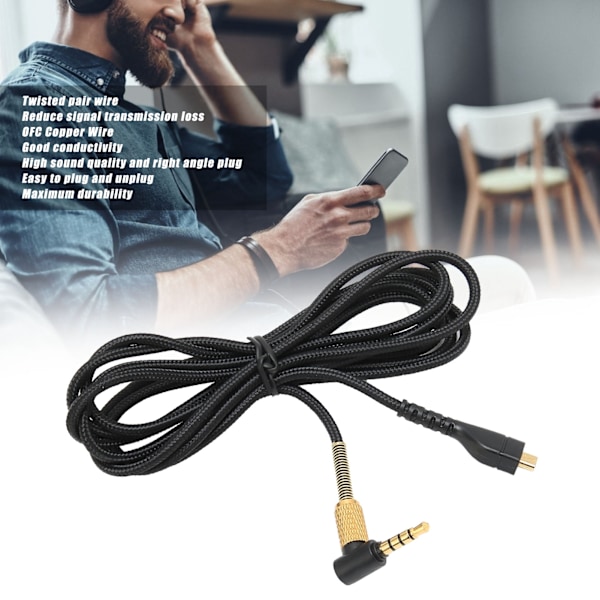 Hodetelefon lydkabel OFC kobbertråd erstatningslydkabel for Steelseries Arctis 3 5 7 Pro