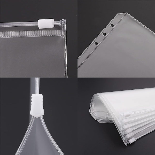 A6-kokoinen Flipchart-tasku 6 reiällä, budjetti-kassakuittikuori budjetointiin, läpinäkyvä vetoketjullinen kansio Flipchart-tasku, vedenpitävä PVC-kansiotiedostojen säilytykseen