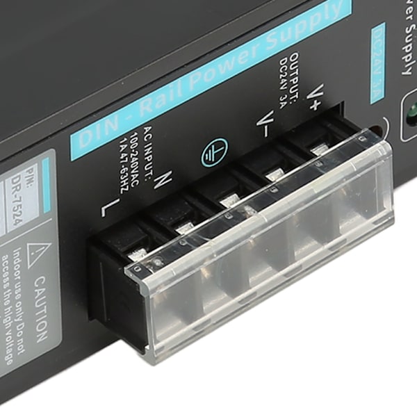 75W 24VDC 3A Industriel DIN-skinne strømforsyning Fuld beskyttelse Skinnestrømforsyning 100‑240V