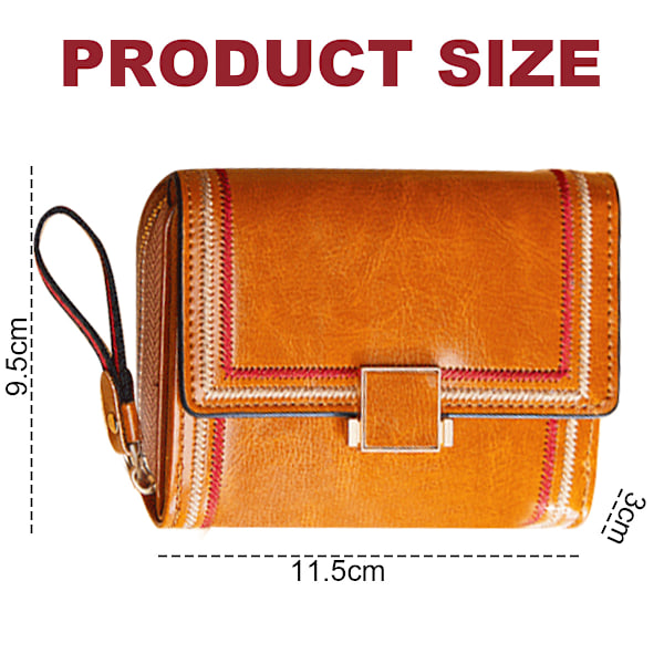 Liten damplånbok Kreditkortshållare, PU-läder Retro Bifold Damficka Plånbok med dragkedja Myntficka