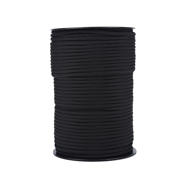 Reflekterande Paracord, Höghållfasta fibrer - Användbara rep för camping, fiske, bindning - Dragstyrka - Väderbeständig - 100 m svart