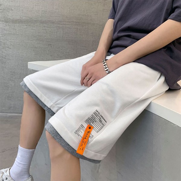 Herrshorts Polyester Lös Passform Raka Ben Lediga Andningsbara Sommarshorts för Kontor Skola Vit L
