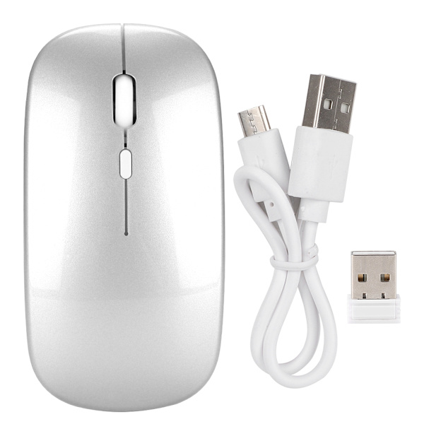 HXSJ M80 2.4G Ergonomisk trådlös tyst mus med USB-mottagare (Silver)