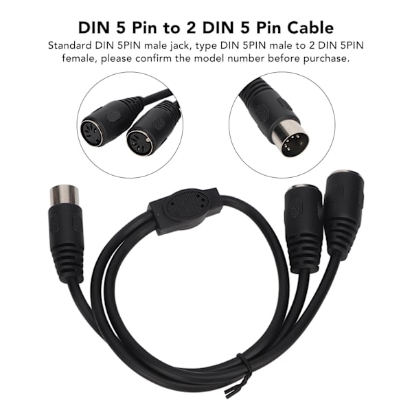 DIN 5-polet Han til 2 DIN 5-polet Hun Kabel Høj Præcision DIN 5-polet Splitter Adapter Kabel 1.6ft