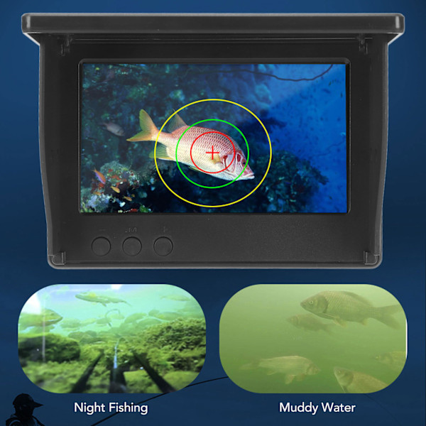 Bærbar undervandsfiskeri kamera HD nattesyn IP67 vandtæt 4,3 tommer LCD 190 graders fuld skærm fiskefinder til fiskeri