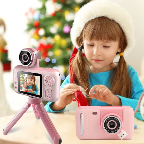 Barnekamera Multifunksjonell Foran Bak 180 Grader Vinkler Foto Video MP3 Digital Mini Kamera for 3 til 12 År Gamle