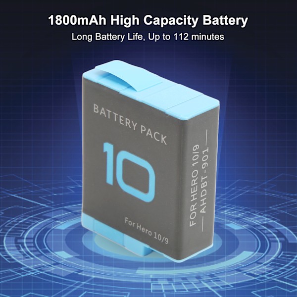 GoPro Hero 9 10 Ersättningsbatteri, Högkapacitets Uppladdningsbart Batteritillbehör för Hero 9 Black, Långvarig Kraft för Dina Äventyr