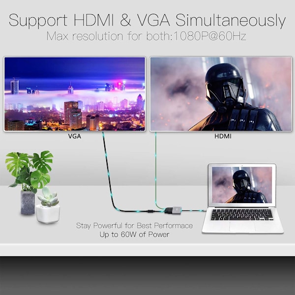 Mångsidig Dual Monitor Display Adapter, Erbjuder 4Kx2K-upplösning, Enkel Installation och Snabb USB 3.0 Dataöverföring för en Sömlös Multi-monitorupplevelse