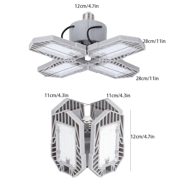 60W Fireblads Deformerbar LED Garasjelys for Kjeller, Låve, Lager