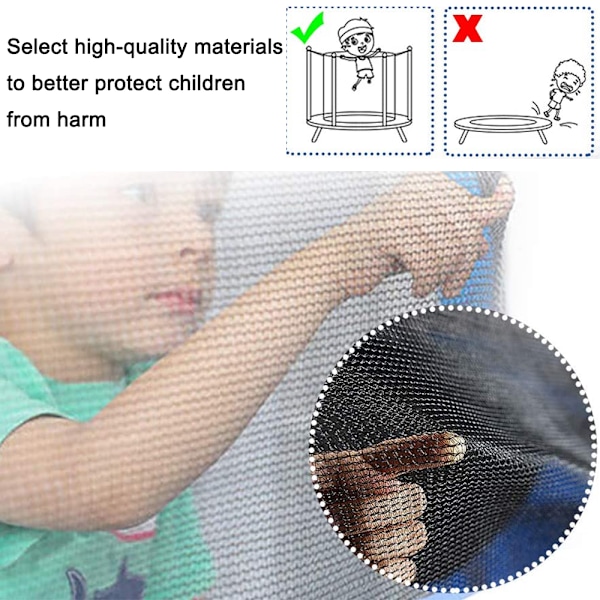 Väderbeständigt säkerhetsnät för studsmatta, 183 cm diameter, polyetenmaterial säkerställer hållbarhet och UV-beständighet, justerbara remmar för anpassad passform,