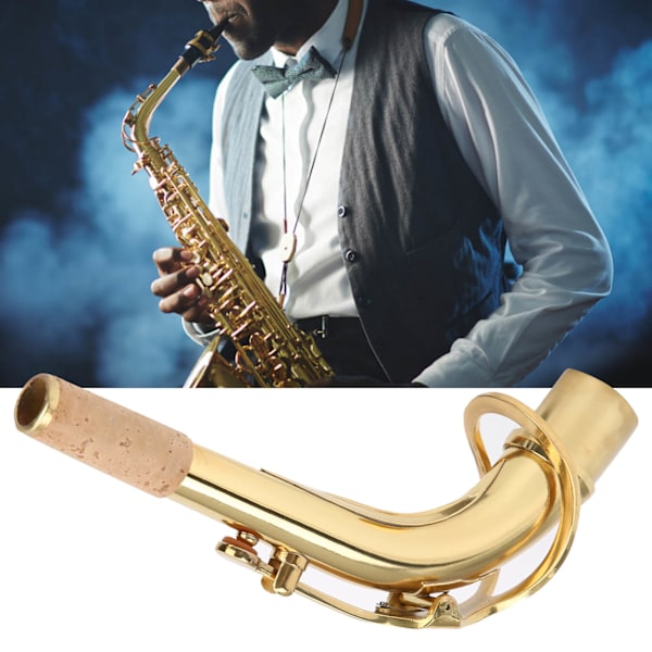 Saxofon Hals Messing til Alt Sax Bøj Rør Musikinstrument Tilbehør 2.45cm Guld