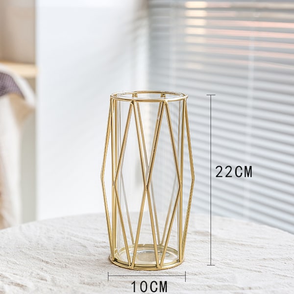 Dekorativ Vas, Moderna Blomvaser Med Geometriskt Metallstativ, Idealisk Som Bordsdekoration Eller Bröllopsdekor, Glasvaser För Multifunktionell Användning Och Hem