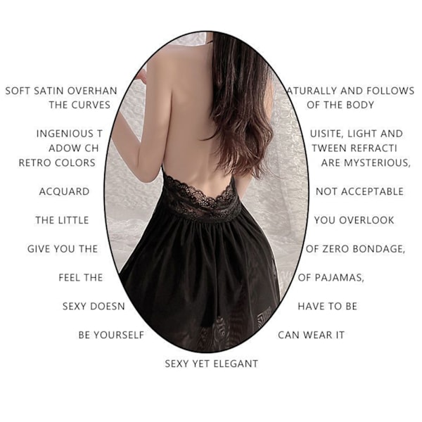 Dam Spets Djup V-ringad Nattlinne Transparent Mesh Genomskinlig Rygglös Loungewear Sov Lingerie