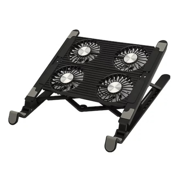 Køligere bærbar computer stand, med 4 x 80mm polare ventilatorer, RGB-belysning, 7 højdejusteringstrin, kompatibel med bærbar computer, notesbog, 10 tommer og 17,3 tommer