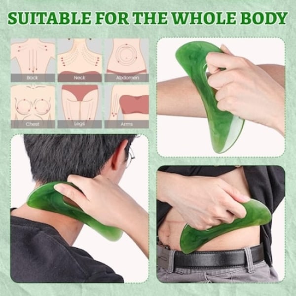 Djup Muskelmassage Gua Sha Massageverktyg med Slät Yta, Lättviktig Portabel Lymfdränage Massager med Bågdesign för Helkroppsmassage