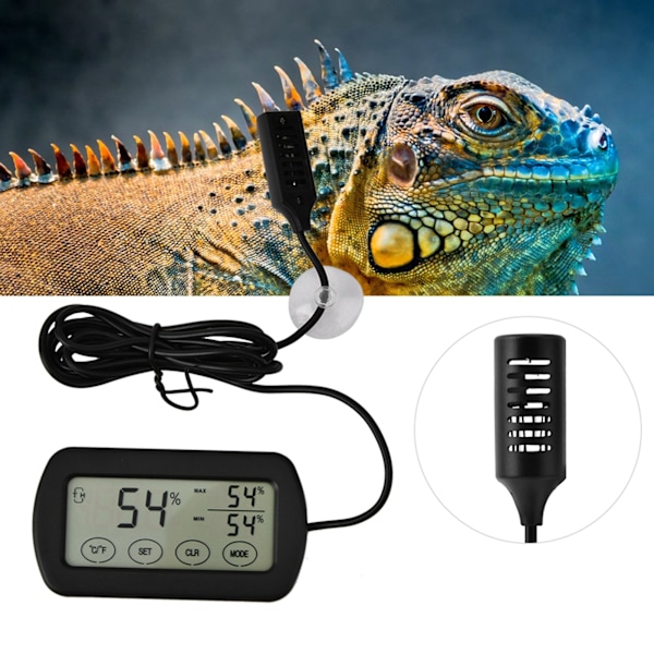 LCD-skærm æg inkubator krybdyr tank digitalt termometer hygrometer