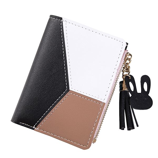 Dam PU Läder Handväska, Liten och Kort Format, Dam Dragkedja Handväska, Snygg, Bifold Liten Plånbok, 12*9*1.5cm