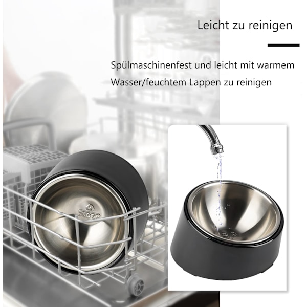 Steril Lutande Husdjursmatskål, Super Halkfri, Luktfria Material, Maskintvättbar, Dubbelanvändning Vatten & Mat, Rostfritt Stål, BPA-fri