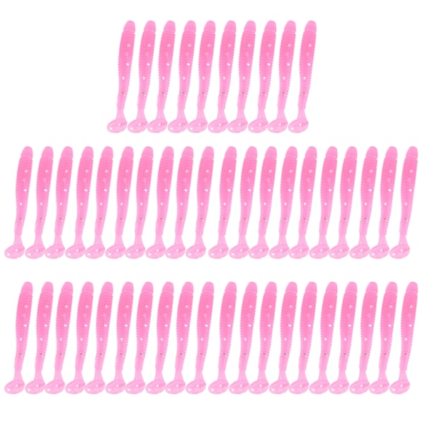 50 stk 5 cm myke fiske lokker T hale larve orm agn fisketutstyr tilbehør rosa