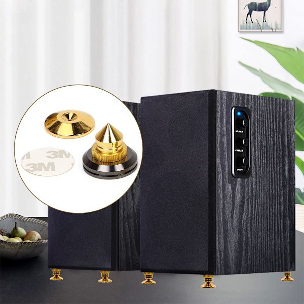 8 Set Guldförgyllda Högtalarspikar, Högtalarstativ, HiFi Högtalarljudförstärkare DAC CD Isolationsstativ Konfötter Stötsäker Basplatta med