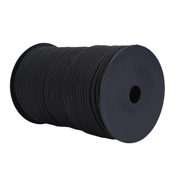 Reflekterande Paracord, Höghållfasta fibrer - Användbara rep för camping, fiske, bindning - Dragstyrka - Väderbeständig - 100 m svart