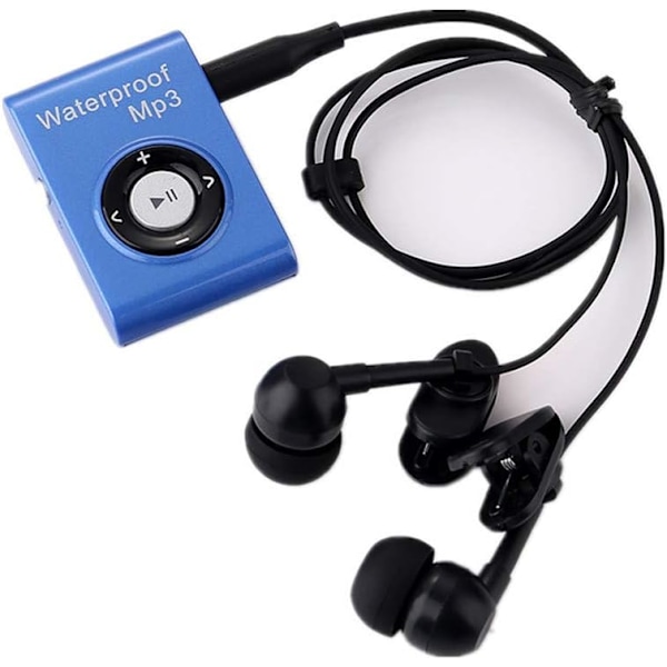 IPX8 vedenpitävä uinti MP3-soitin sisäänrakennettu 8GB MP3-musiikkibändi FM-radio Hi-Fi-kuulokkeet Sukellus Surffaus Vedenalainen urheilu Juoksu-Sininen