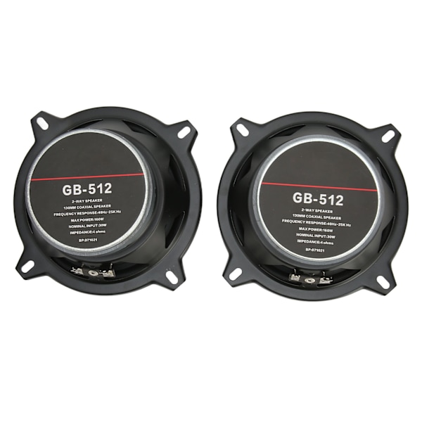 2 st 160W Bilhögtalare Diskant Bas Koaxial Hållbar Värmeavledning 4 Ohm Rundstrålande Stereo Bilhorn för Musik