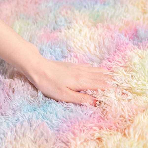 Rainbow Playland, 120x180 cm Fluffig Enhörningsmatta, Snabbtorkande, Enkel Rengöring, Halkfri Undersida, Tjockt Svamplager, Utsökt Heminredning, Hudvänlig