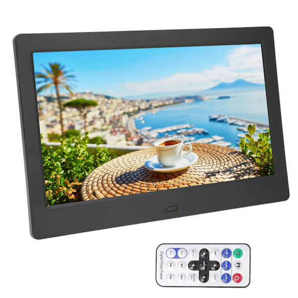 Digital fotoram HD 10,1 tum 1024x600 LCD-skärm Smart elektronisk fotoram med fjärrkontroll 110‑240V
