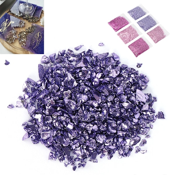 Iridescent Krossat Glas Glitter För Silikonform Lämplig, Värmebeständig DIY Geode Konst Mosaik Hantverk, 3,5 Uns (100 Gram) Metallfärgat Glas