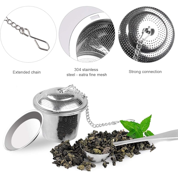 Te-infusionsset för löste, Avancerad Ultra-Mesh-teknologi med förlängd kedjekrok, Återanvändbar & mångsidig för olika bryggmetoder