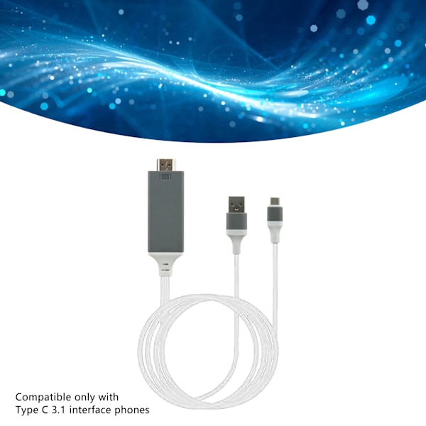 Adapterkabel Type C til High Definition Multimedia Interface-kabeladapter PVC-kobber til telefon, bærbar computer, hvid