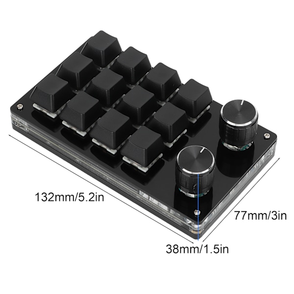 Enhands Makromekaniskt tangentbord med en hand 12 tangenter Multifunktion DIY Programmerbar knappsats för kontorsspel Lab