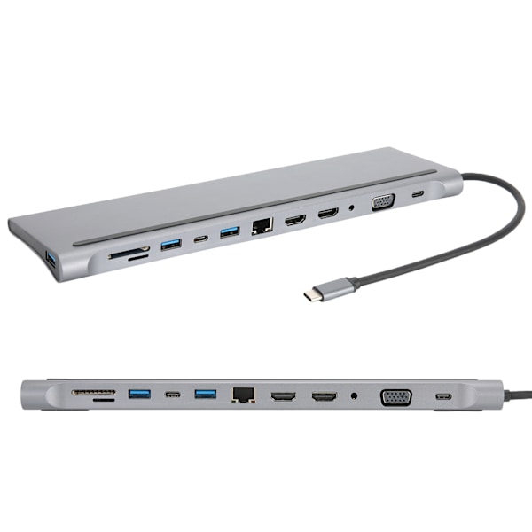 12-i-1 Hub Typ-C 3.0 Expansionsdocka till HDMI-kortläsare Multifunktionell Adapter