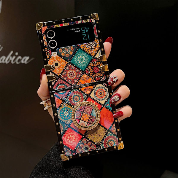 Fällbar telefonfodral TPU PC Anti Slip Sock Proof Protective Färgglad Fällbar Telefon Lyxskydd med Snöre och Stöd för Z FLIP 3