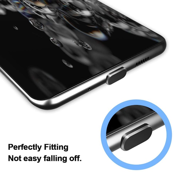 2-pack Typ-C Dammskyddsplugg, USB C Port Dammskydd, Anti-Dammplugg för Typ C Enheter Som Samsung/MacBook/VivoX5Pro/iPhone/ Micro USB /Android Black