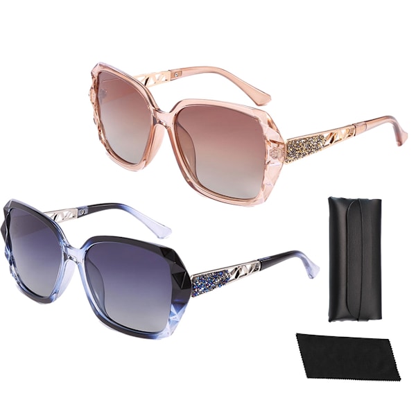 2 stk. Dame Solbriller Store Vintage Polariseret Klassisk Mode Dame Farver, Til Udendørs Aktiviteter