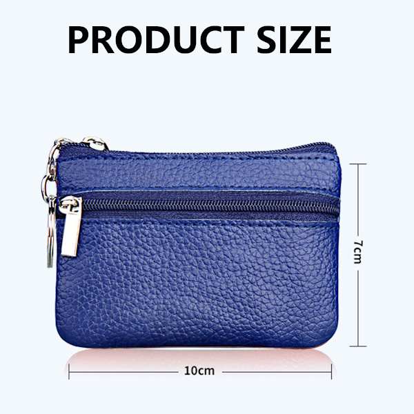 Dames äkta lädermyntbörs Mini Pouch Change Wallet med nyckelring