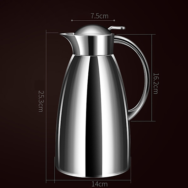 Ergonomisk termoskanna, rostfritt stål med dubbelväggskonstruktion och vakuumteknik för förbättrad temperaturkontroll, idealisk för kaffeälskare