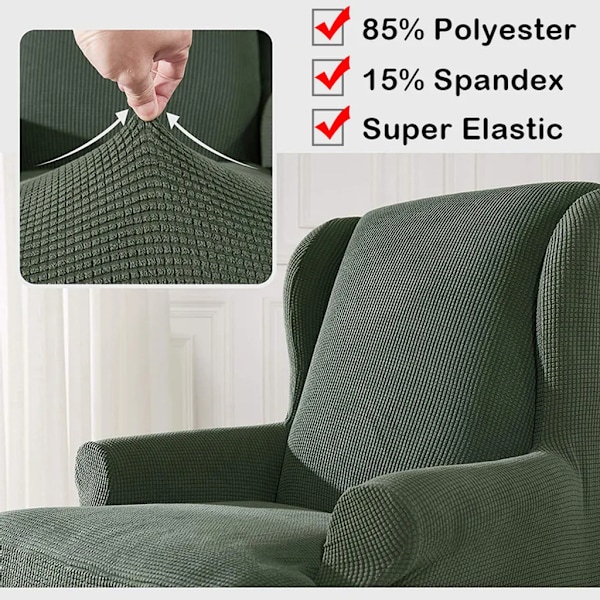 Jacquard fåtöljöverdrag vingstol elastan möbelskydd grön